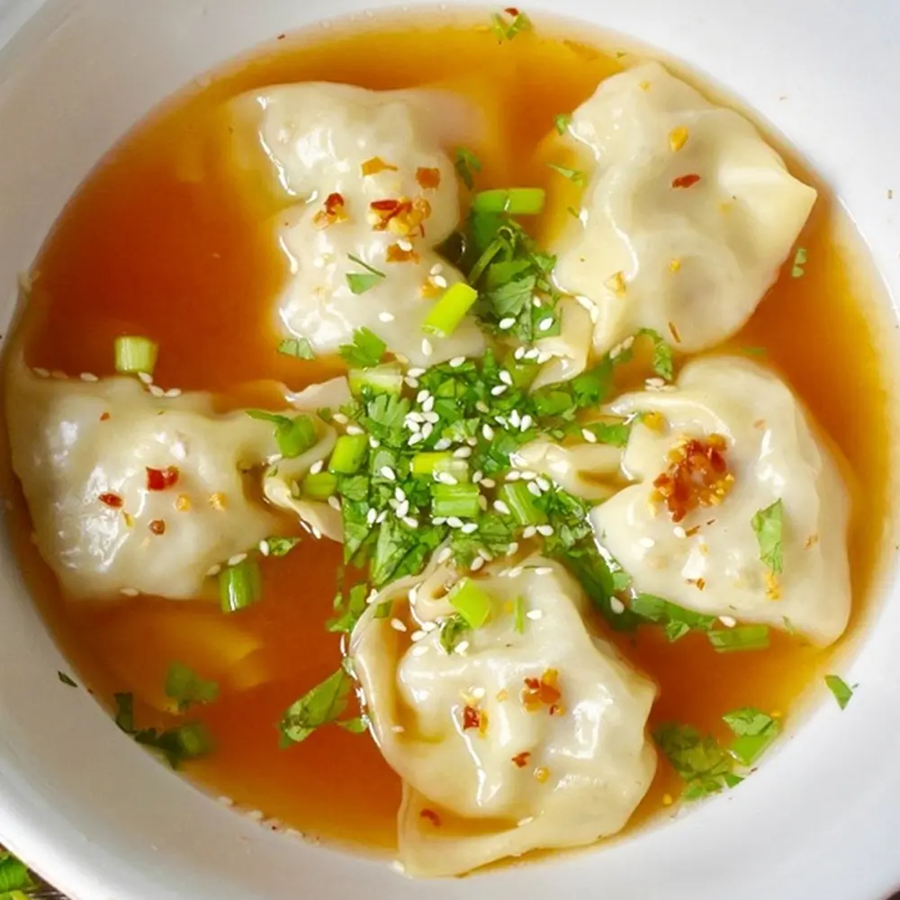 Red oil wontons at New HuiJi Chinese Restaurant in Newark